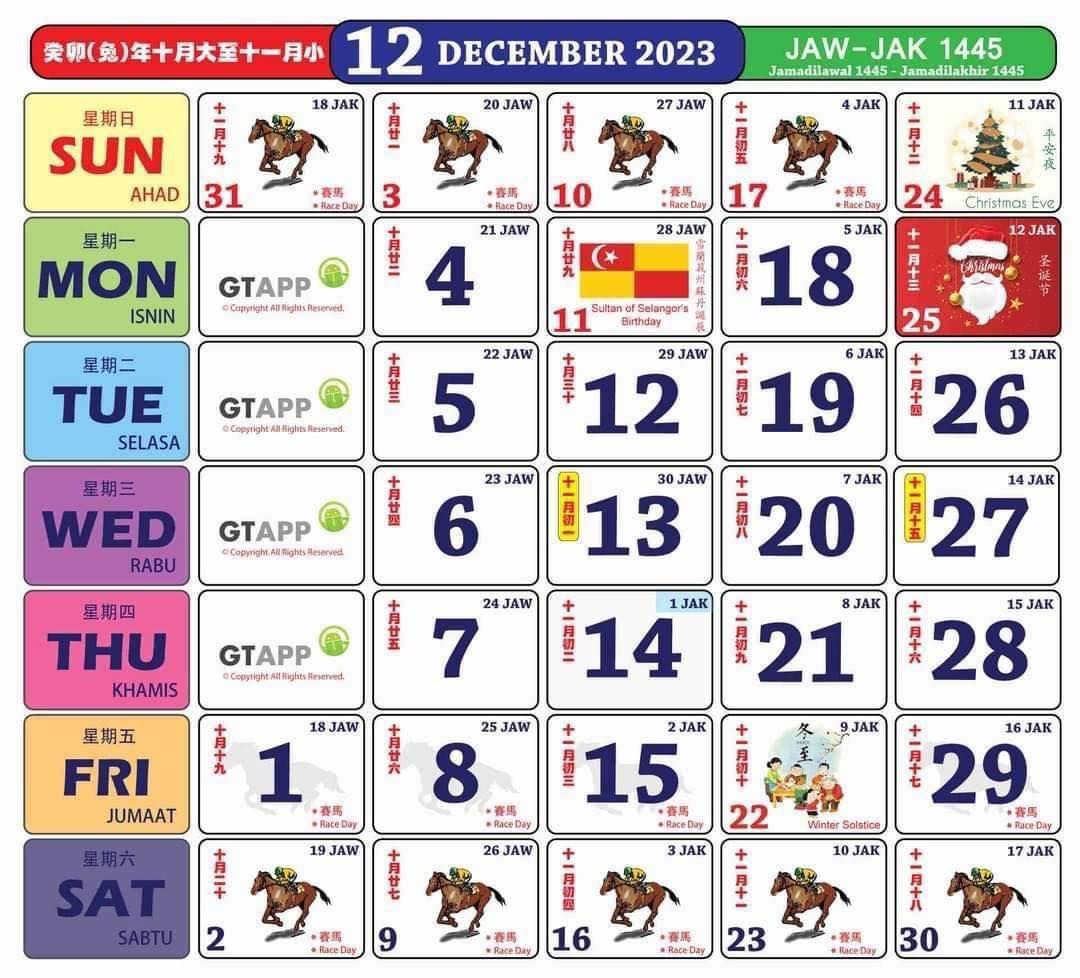 tarikh kalendar raya