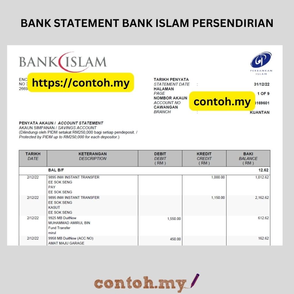 Bank Statement Bank Islam Persendirian